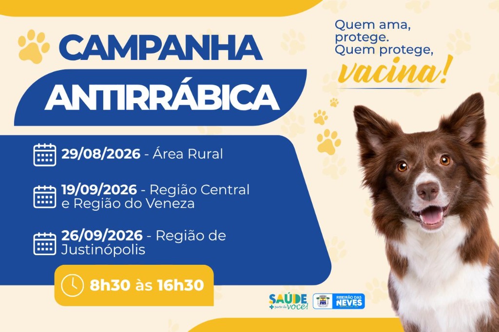 Campanha Antirrábica 2026 - Quem ama, protege. Quem protege, vacina!
